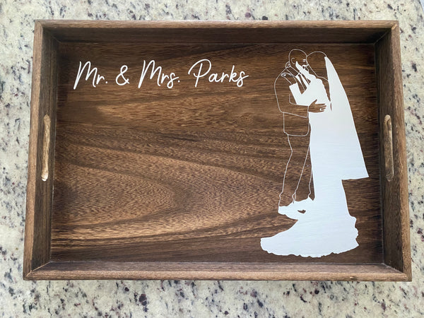 Custom Tray with Drawing of Person/Animal