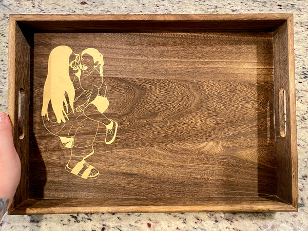 Custom Tray with Drawing of Person/Animal