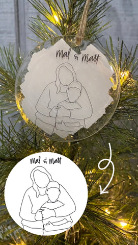 CUSTOM PICTURE ORNAMENTS | SIMPLE BLACK LINE DRAWING