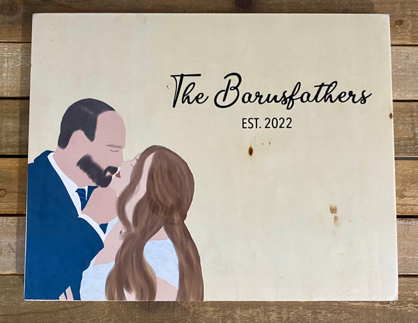 DETAILED CUSTOM DRAWING | WEDDING SIGN | WOODEN SIGN - CANVAS PRINT