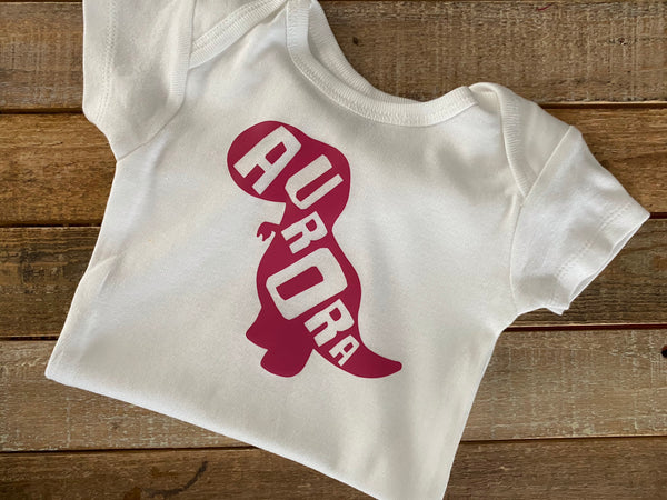 CUSTOM DINOSAUR WITH NAME INFANT BODYSUIT | CHILDREN’S SHIRT