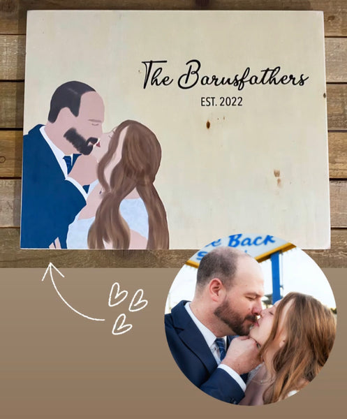 DETAILED CUSTOM DRAWING | WEDDING SIGN | WOODEN SIGN - CANVAS PRINT