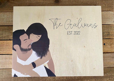 DETAILED CUSTOM DRAWING | WEDDING SIGN | WOODEN SIGN - CANVAS PRINT