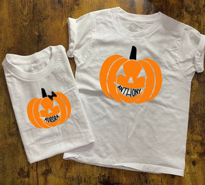 JACK-O’-LANTERN CUSTOM NAME - CHILD SIZE WHITE SHIRT