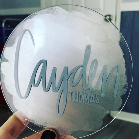 BABY NAME ACRYLIC ROUNDS | BABY ANNOUNCEMENT ROUND