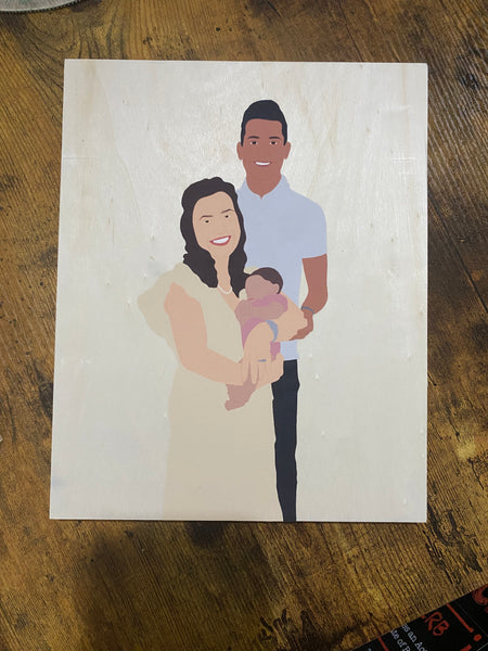 CUSTOM DRAWINGS WITH FULL FACE - CANVAS PRINT OR WOOD PRINT