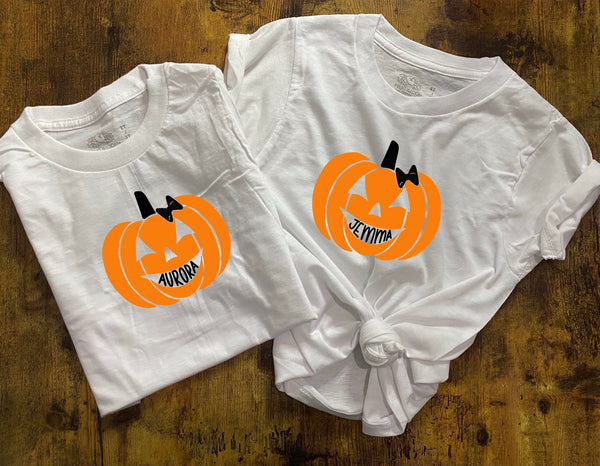 JACK-O’-LANTERN CUSTOM NAME - CHILD SIZE WHITE SHIRT