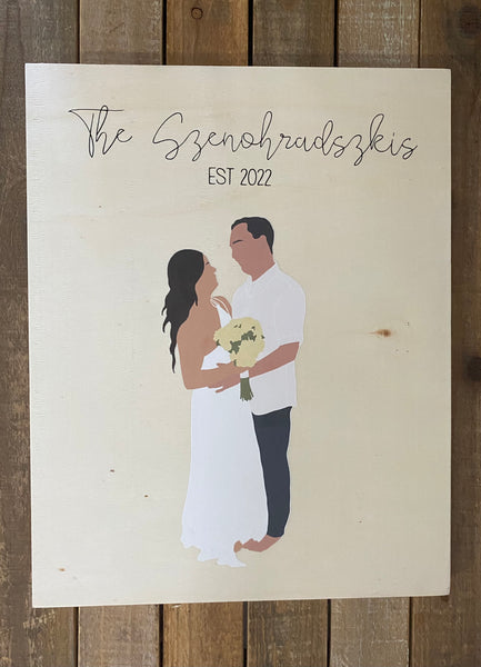 SIMPLE CUSTOM DRAWING | WEDDING SIGN | WOODEN SIGN - CANVAS PRINT